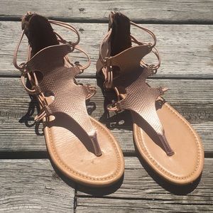 Blue Suede Shoes-Goddess Sandals 7.5